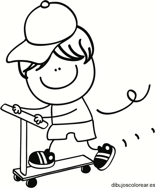 Dibujo de un niño patinando para colorear