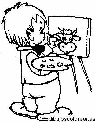 Dibujo de un niño pintor para colorear