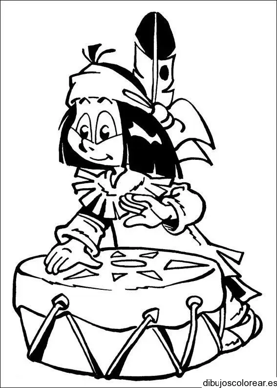 Dibujo de un niño tocando el tambor para colorear