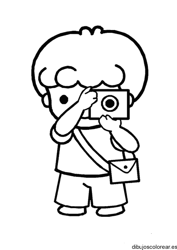 Dibujo de un niño tomando fotografías para colorear