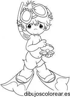 Dibujo de un niño vestido de buzo para colorear