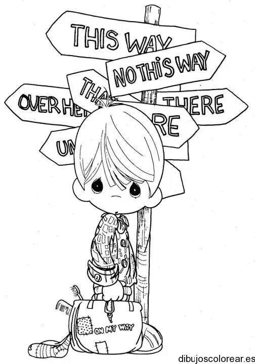Dibujo de un niño viajero para colorear