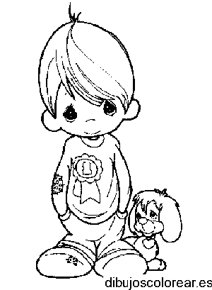 Dibujo de un niño y su juguete para colorear