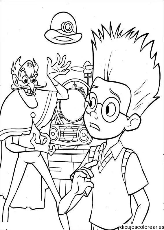 Dibujo de un niño y un villano para colorear