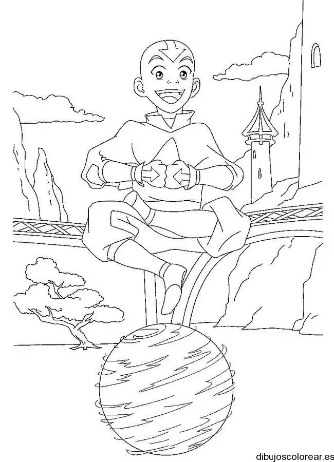 Dibujo de un niño y una pelota para colorear
