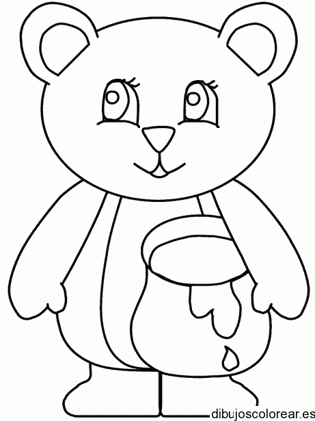 Dibujo de un osito comiendo miel para colorear