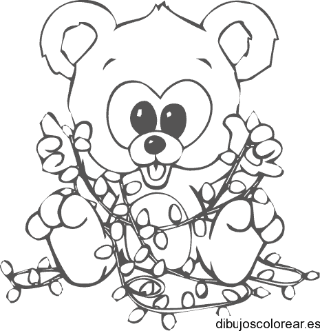 Dibujo de un osito con luces para colorear