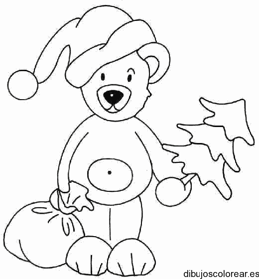 Dibujo de un osito con regalos para colorear