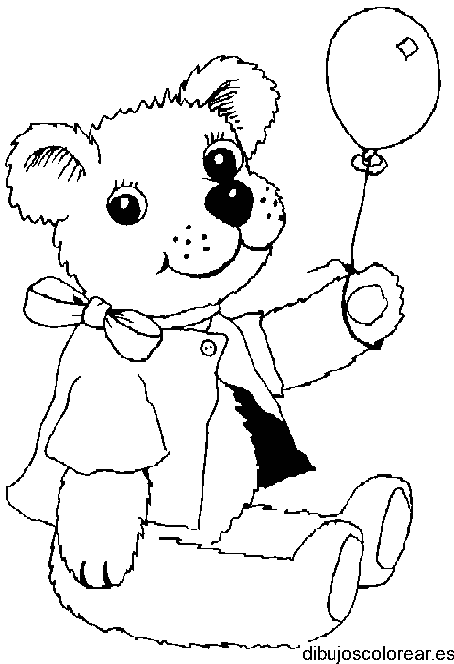 Dibujo de un osito con un globo para colorear