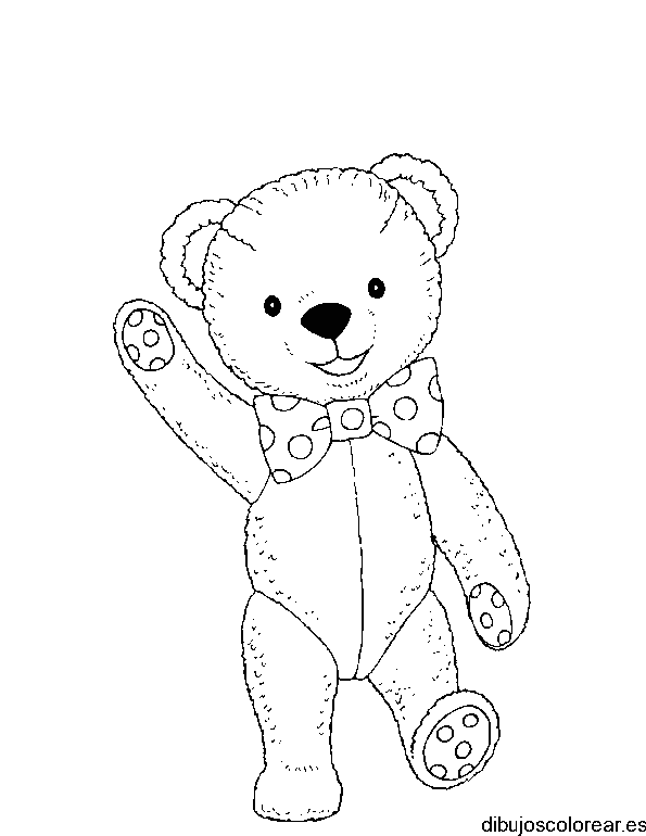 Dibujo de un osito saludando para colorear