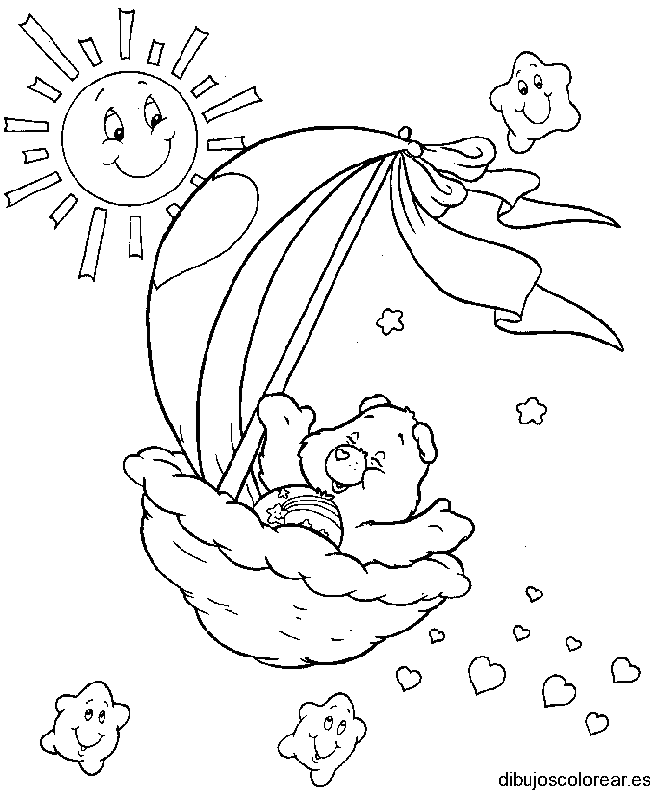 Dibujo de un osito y el sol para colorear