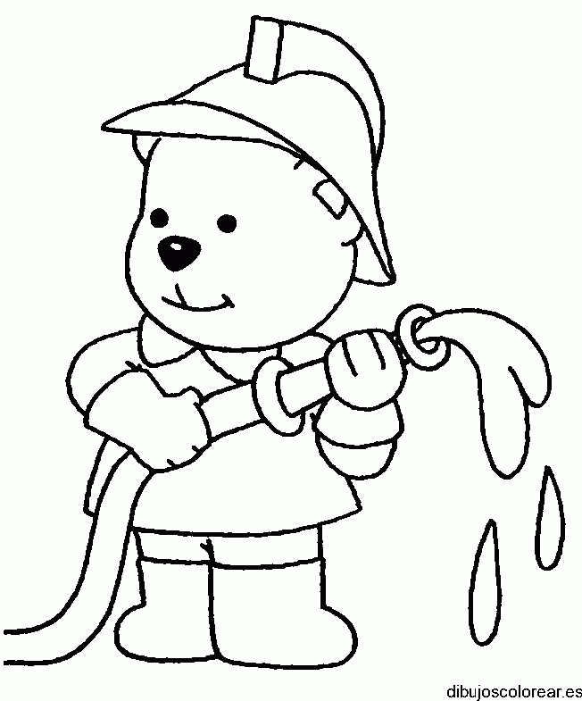 Dibujo de un oso bombero para colorear