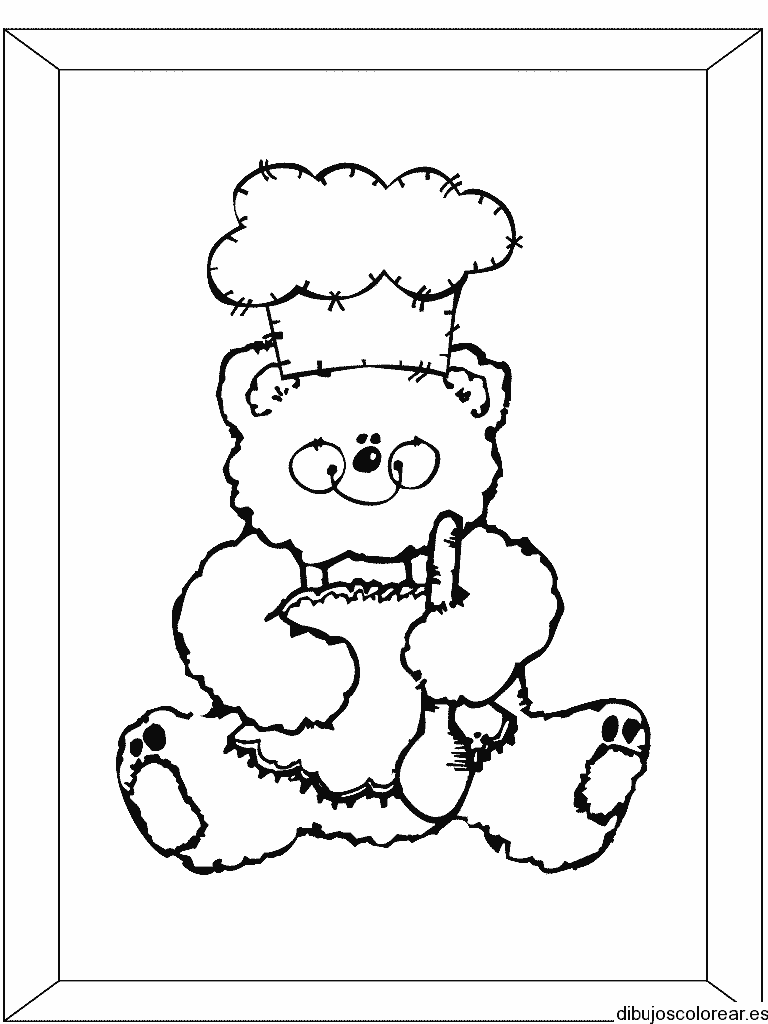 Dibujo de un oso chef de cocina para colorear