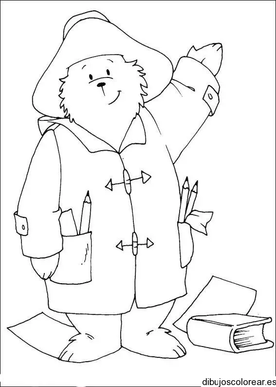 Dibujo de un oso con abrigo para colorear
