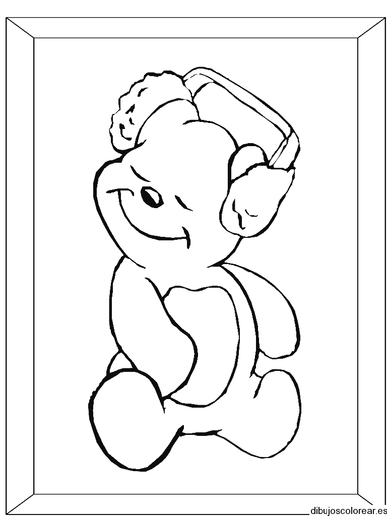 Dibujo de un oso con audifonos para colorear