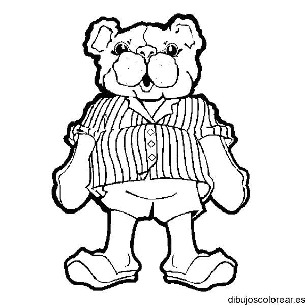 Dibujo de un oso con camisa para colorear