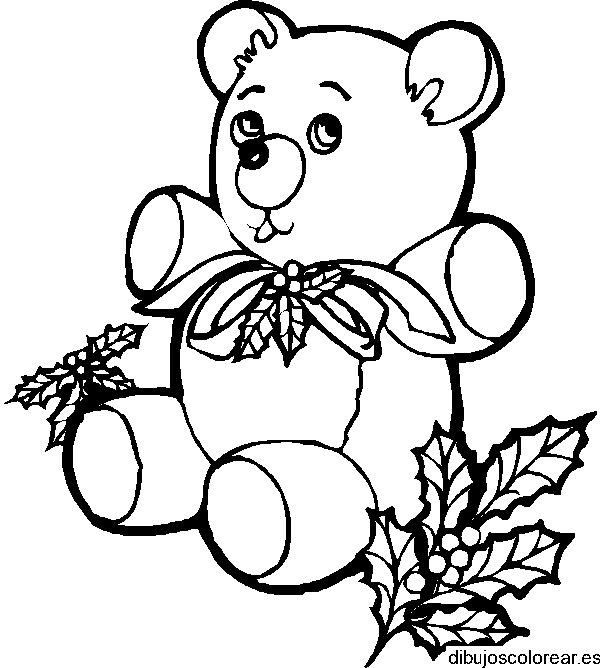 Dibujo de un oso con hojas de pascua para colorear