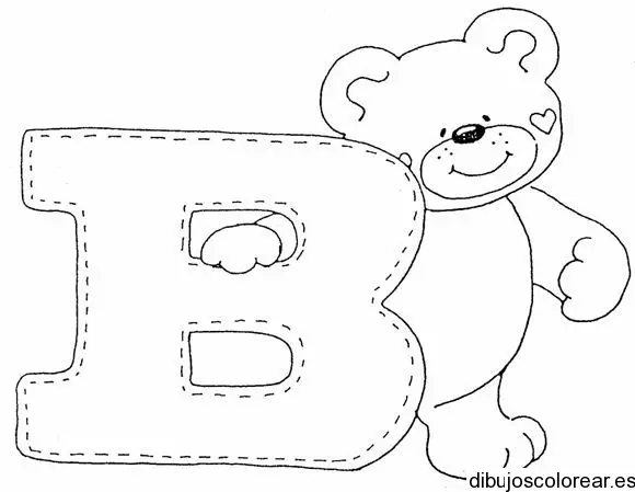 Dibujo de un oso con la letra B para colorear