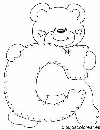 Dibujo de un oso con la letra C para colorear