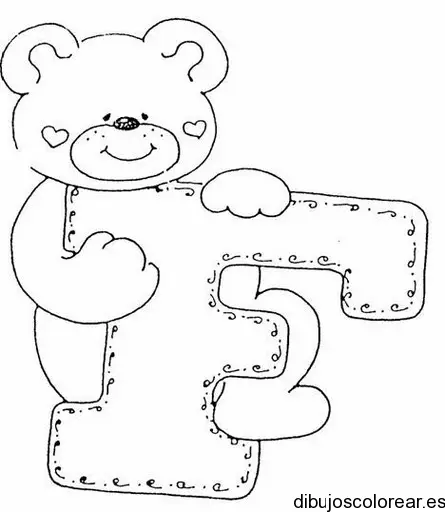 Dibujo de un oso con la letra F para colorear