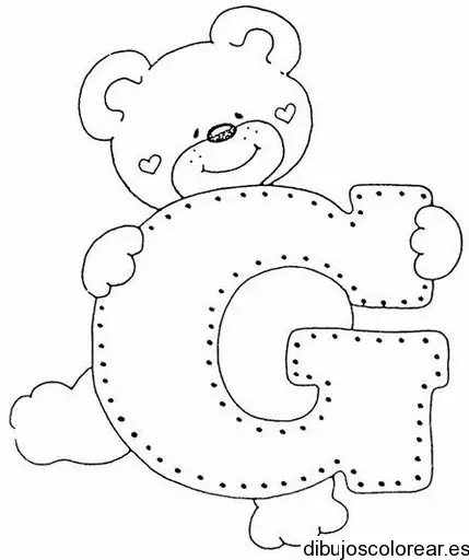 Dibujo de un oso con la letra G para colorear