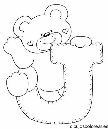 Dibujo de un oso con la letra J para colorear