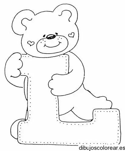 Dibujo de un oso con la letra L para colorear