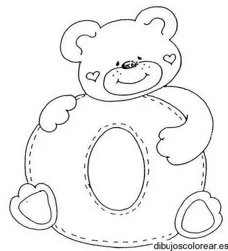 Dibujo de un oso con la letra O para colorear