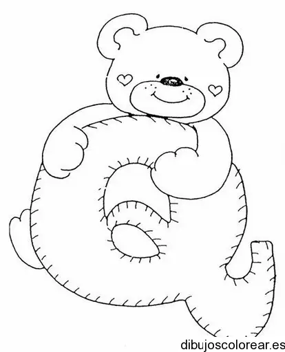 Dibujo de un oso con la letra Q para colorear