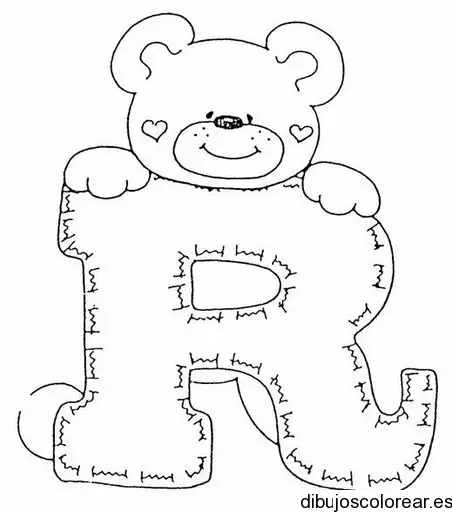 Dibujo de un oso con la letra R para colorear