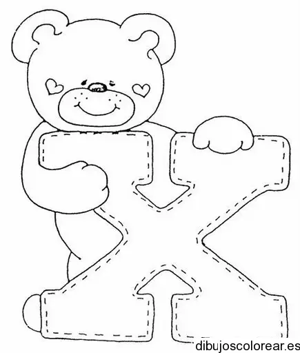 Dibujo de un oso con la letra X para colorear