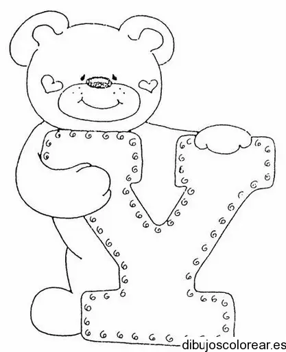 Dibujo de un oso con la letra Y para colorear