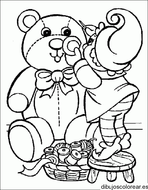Dibujo de un oso con un duende para colorear
