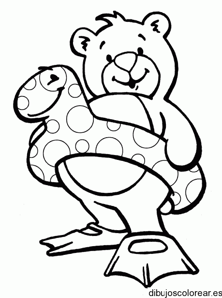 Dibujo de un oso con un flotador para colorear