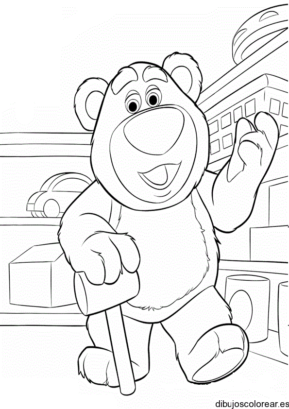 Dibujo de un oso con un mazo para colorear