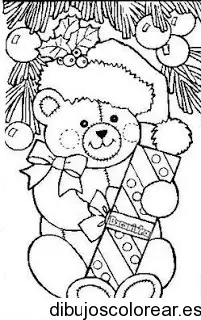 Dibujo de un oso con un regalo para colorear