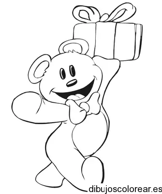 Dibujo de un oso con una cajilla para colorear