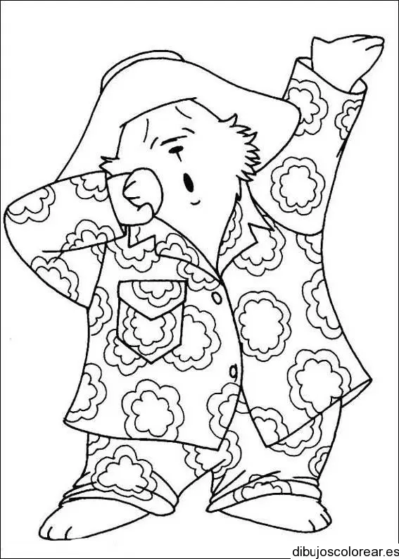 Dibujo de un oso en pijama para colorear