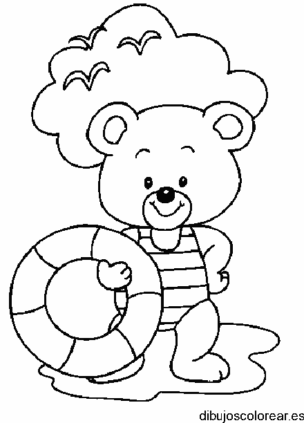 Dibujo de un oso en traje de baño para colorear