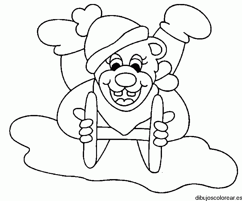 Dibujo de un oso en un trineo para colorear