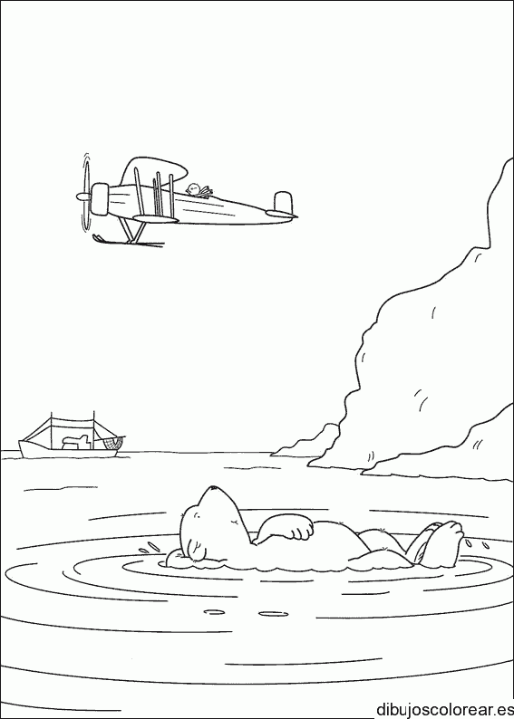 Dibujo de un oso flotando para colorear