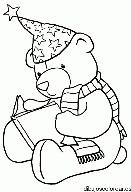 Dibujo de un oso leyendo para colorear