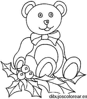 Dibujo de un oso navideño para colorear