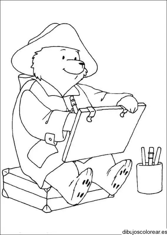 Dibujo de un oso pintando para colorear