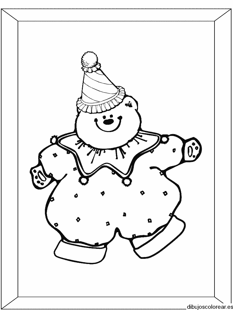 Dibujo de un oso vestido de payaso para colorear