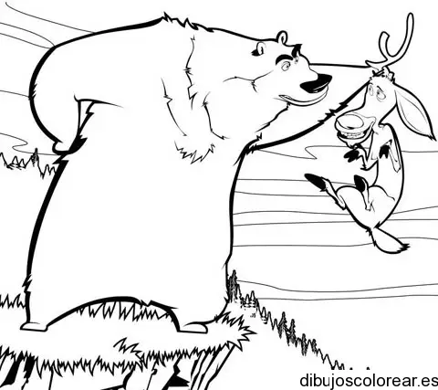 Dibujo de un oso y un venado para colorear
