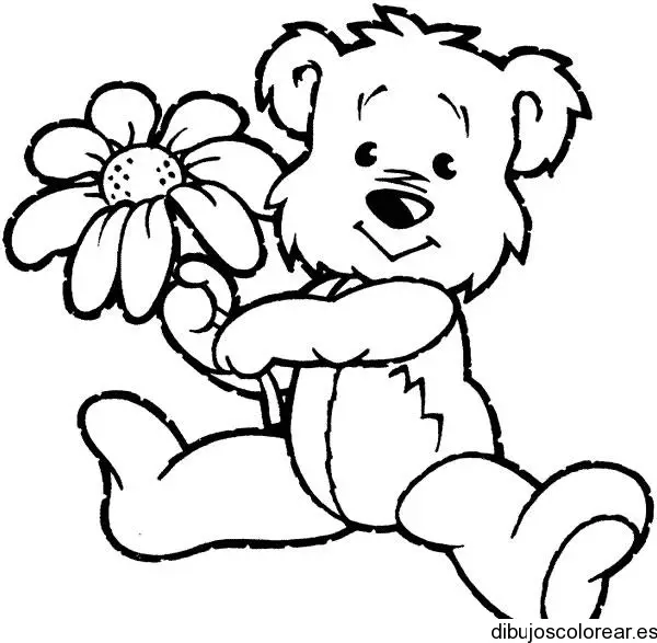 Dibujo de un oso y una margarita para colorear