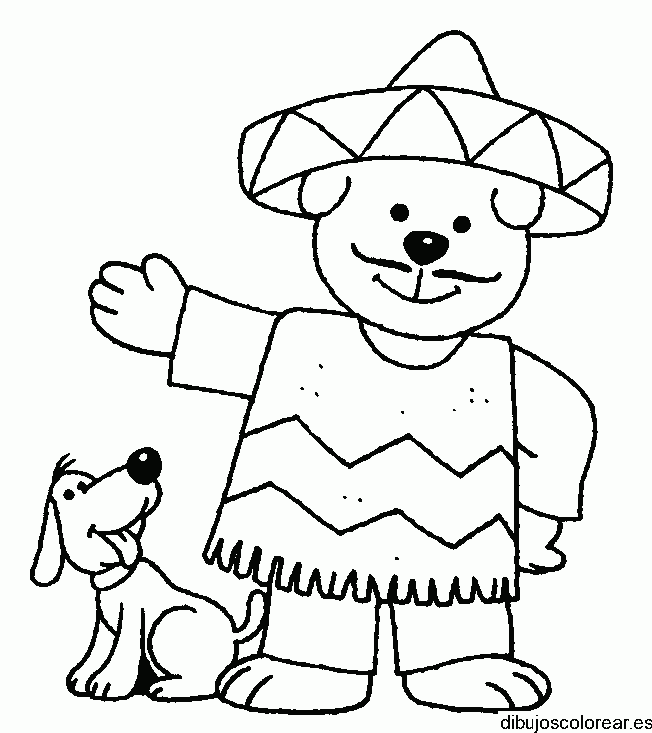 Dibujo de un osos disfrazado para colorear
