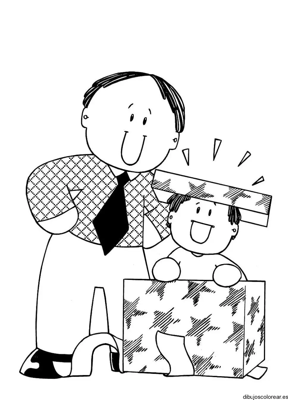 Dibujo de un padre y un niño para colorear