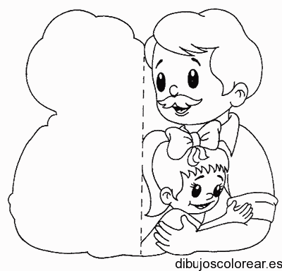 Dibujo de un padre y una niña para colorear